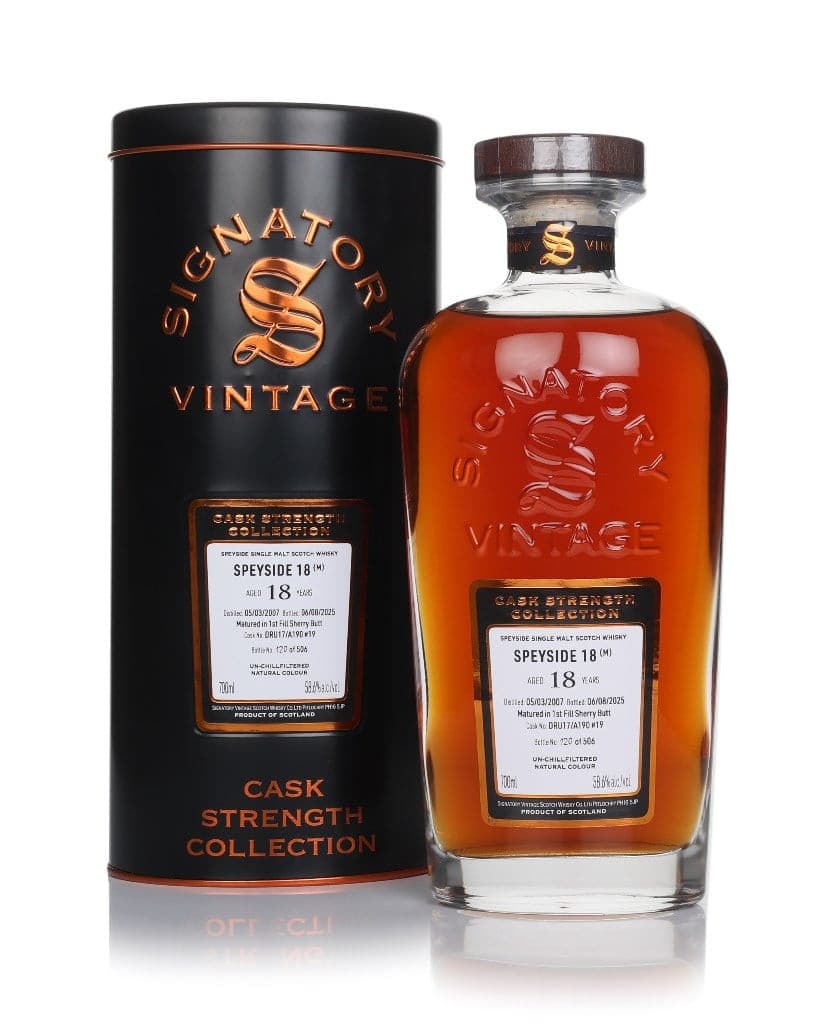 Secret Speyside 18 anos 2007 (cask DRU17 A190 #19) - Cask Strength Collection (Signatory)